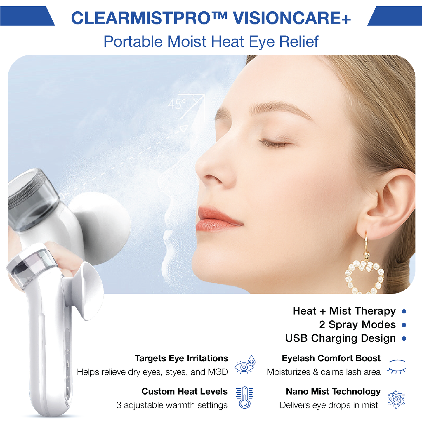 ClearMistPro™ Visioncare+ Portable Heated Eye Mist Device